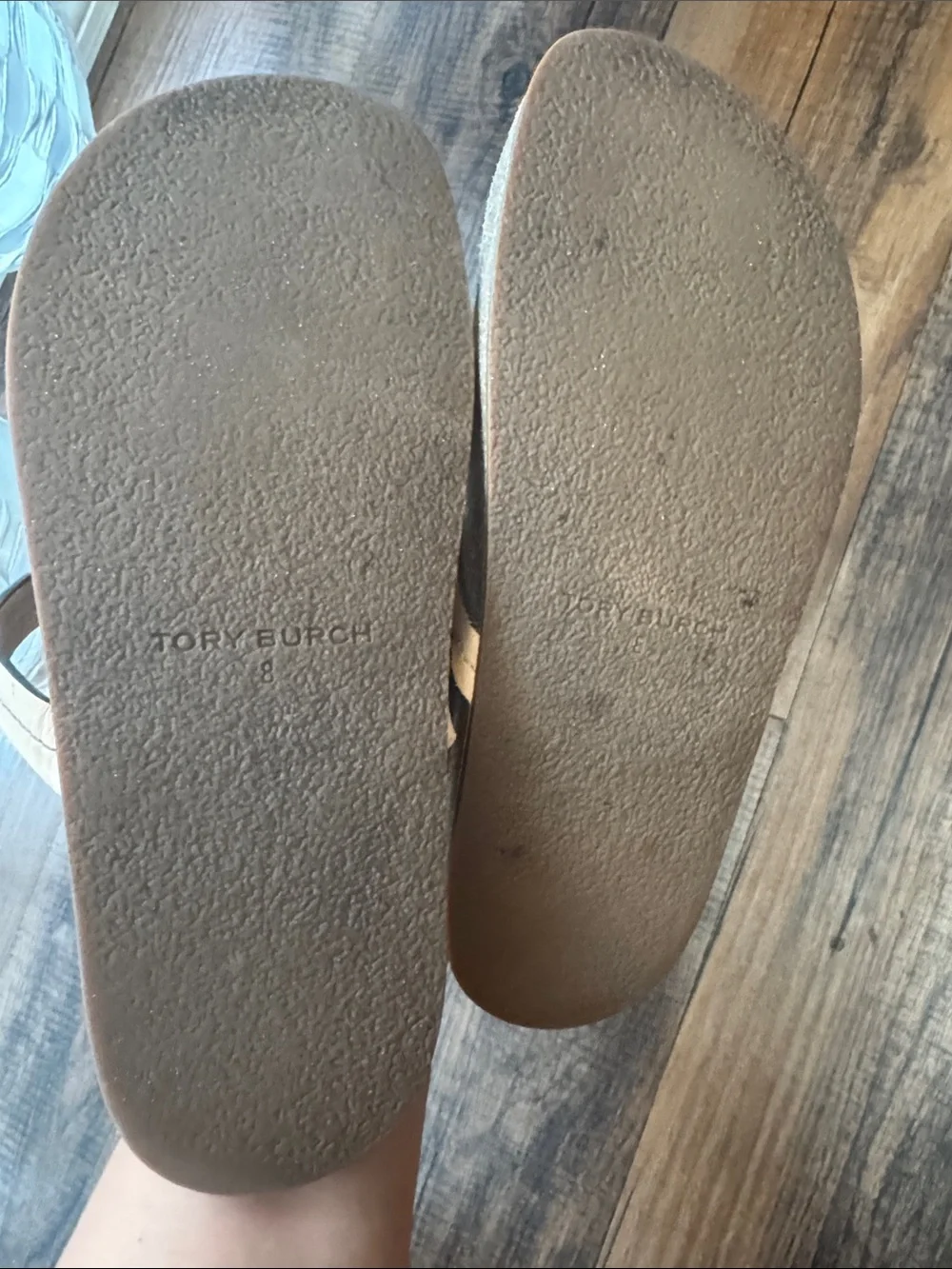 Tory Burch Pale Pink Leather Logo Thong Sandals